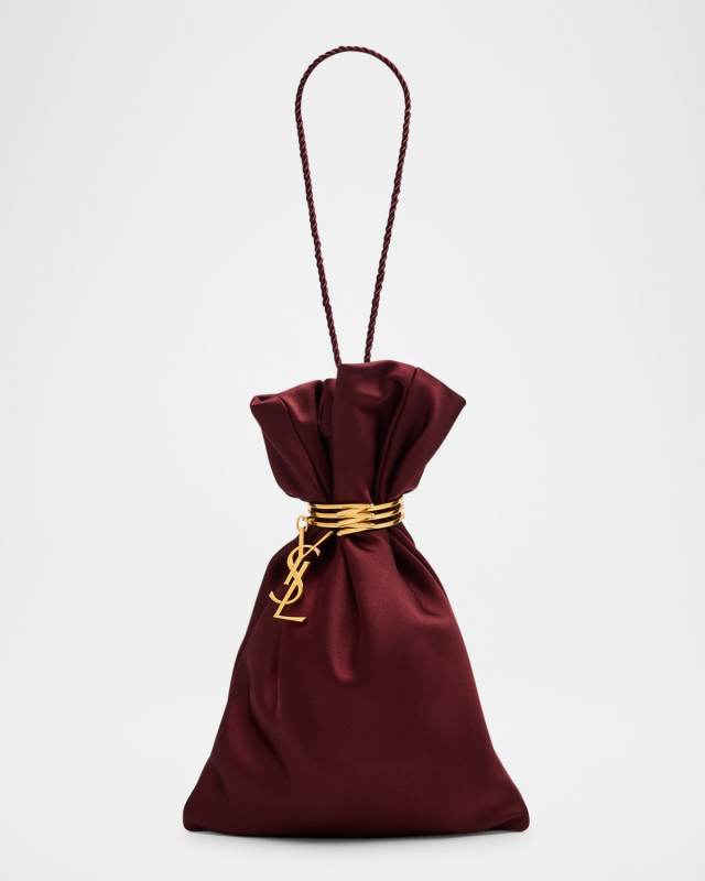 YSL Evening Pouch in Satin with Cord Strap